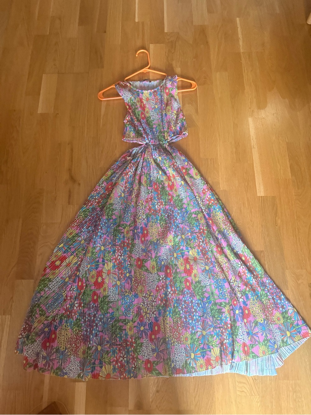 Zara pleated cutout maxi dress (floral)
